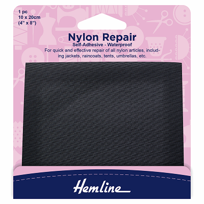 H689.BLACK Self Adhesive Nylon Repair Patch: Black - 10 x 20cm..